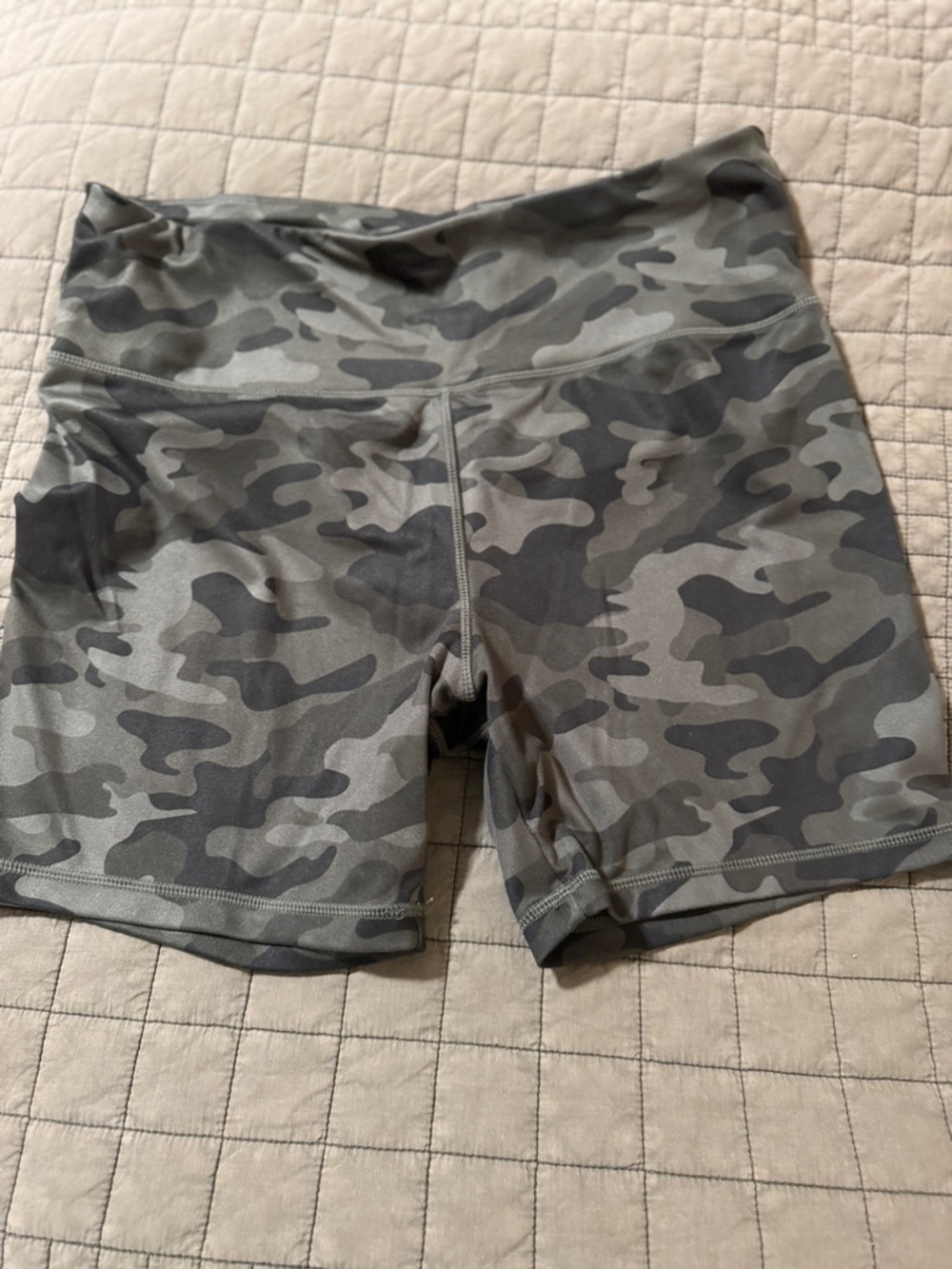Jockey Olive Gray Camo High-Rise Bike Shorts